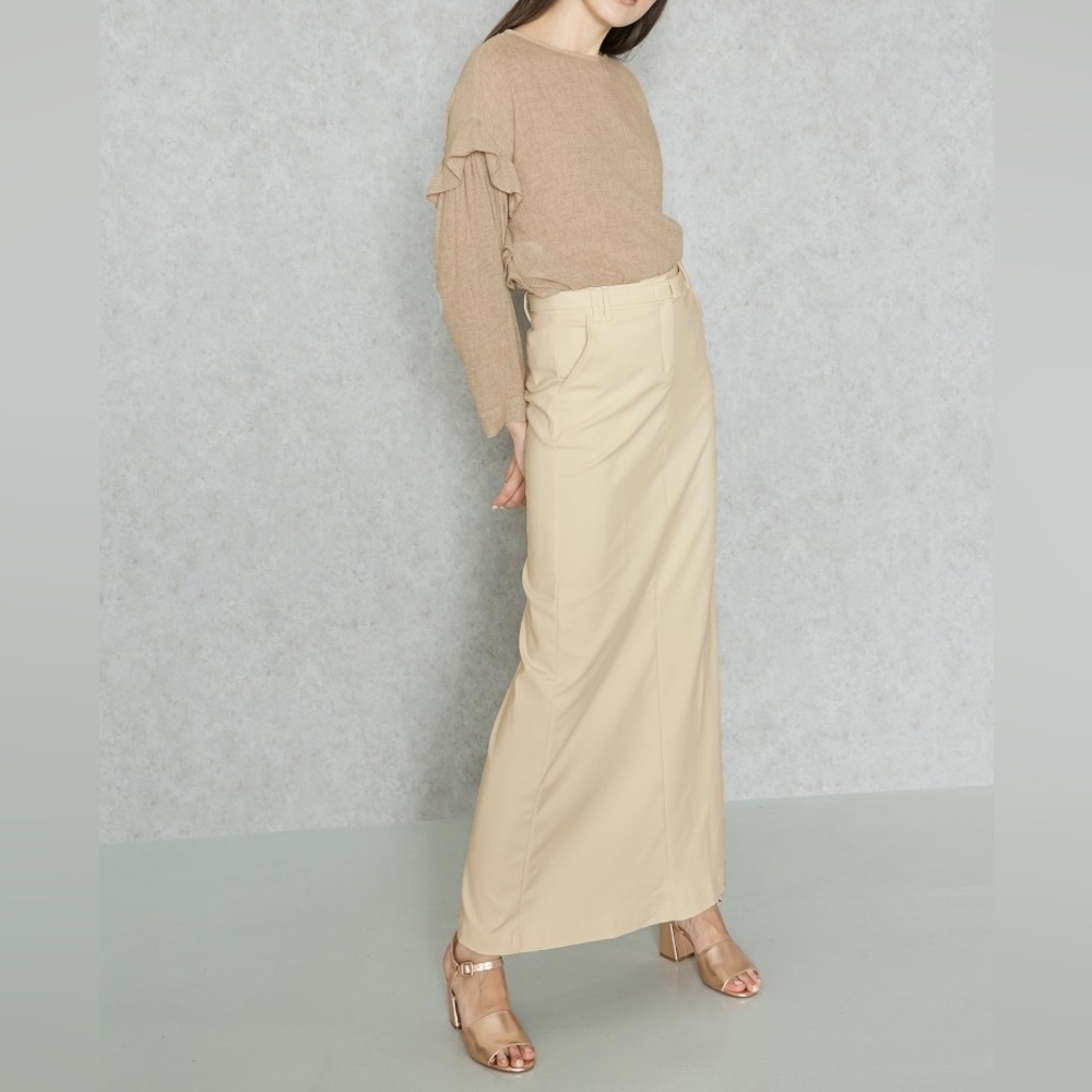 NWOT Mango back slit Maxi Beige skirt